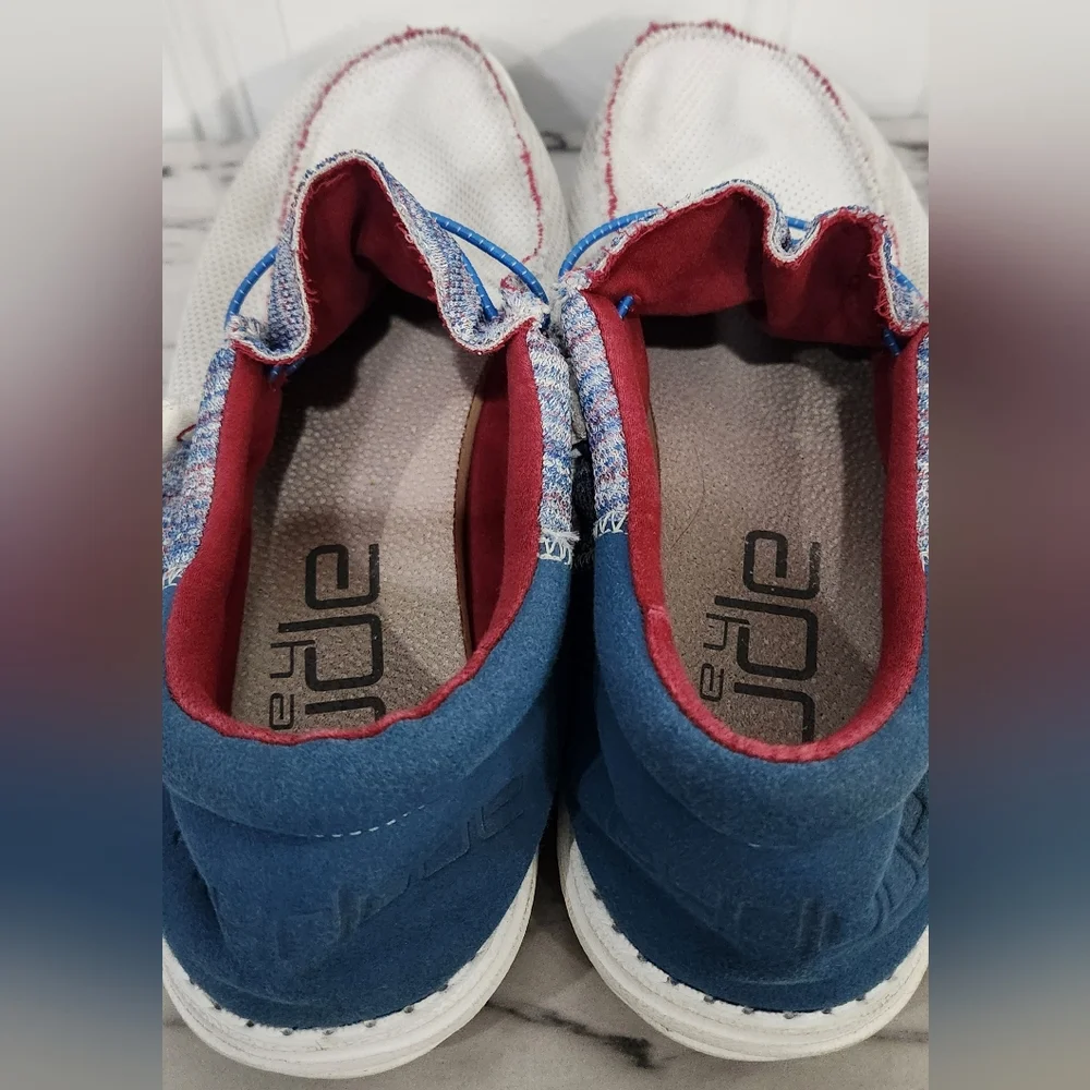 Hey Dude Wally sox funk blue red slip on shoes men's size 13